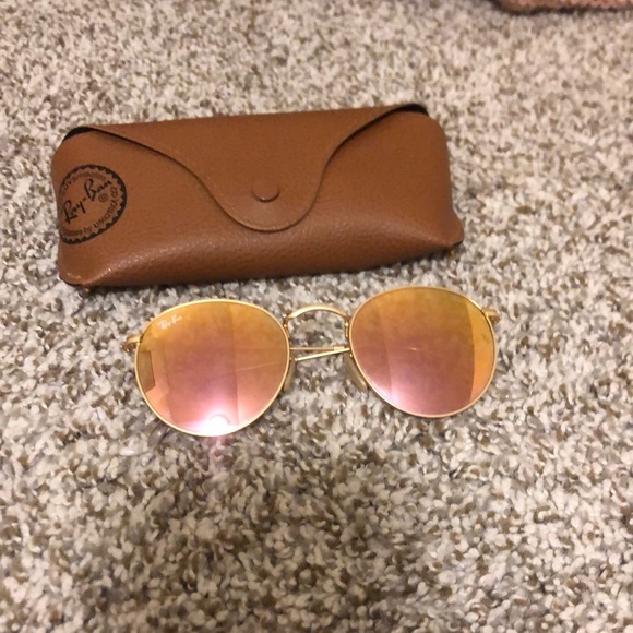 Flash + gold round flat lenses ray bands